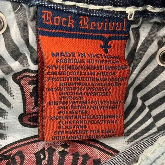 Rock Revival Liri Jeans Womens Size 26 Embroidered Thick Stitches Whiskers Denim - Picture 10 of 12